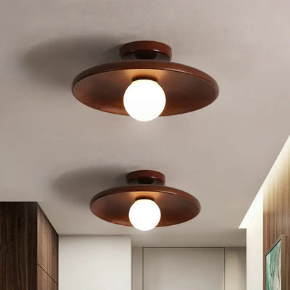 Minimalist Wood Semi-Flush Mount Ceiling Light Fixture