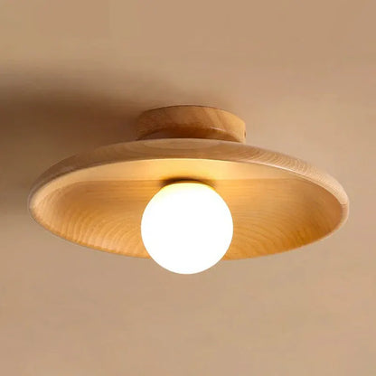 Minimalist Wood Semi-Flush Mount Ceiling Light Fixture