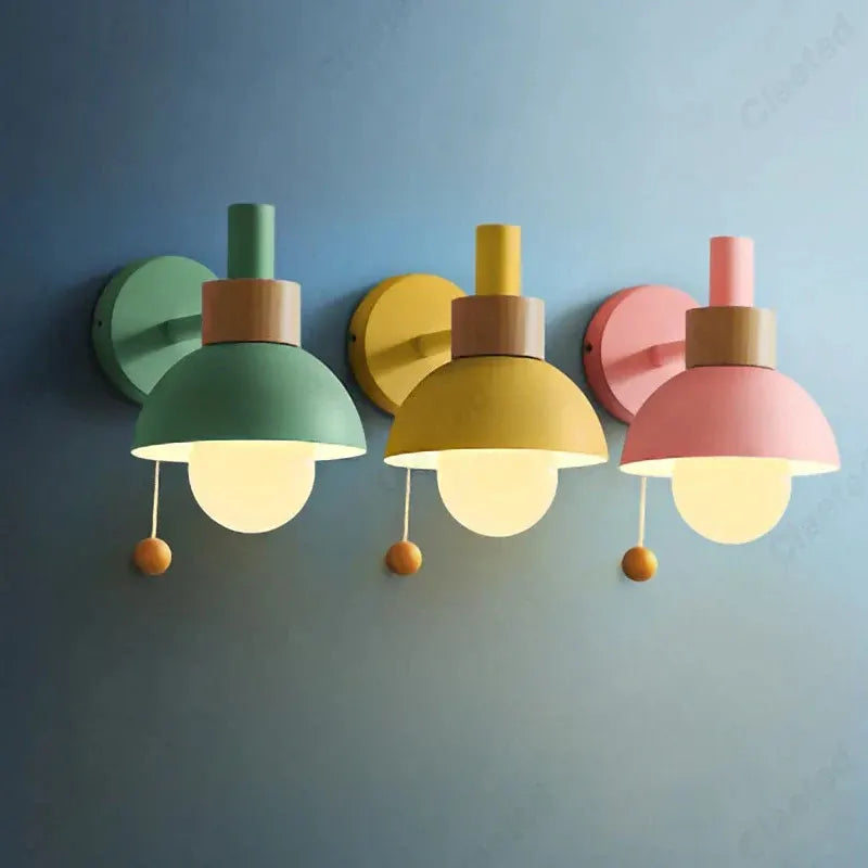Minimalist Wood Wall Sconce with Pull-Switch Accent Lighting
