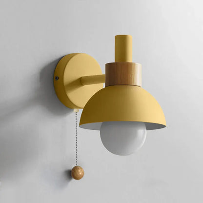 Minimalist Wood Wall Sconce with Pull-Switch Accent Lighting