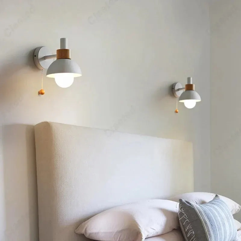 Minimalist Wood Wall Sconce with Pull-Switch Accent Lighting