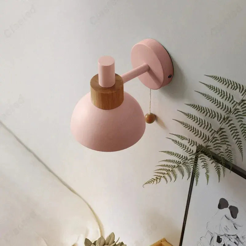 Minimalist Wood Wall Sconce with Pull-Switch Accent Lighting