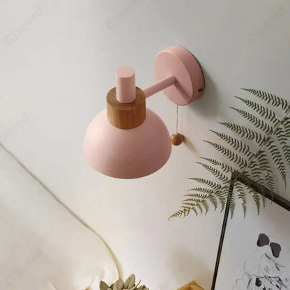 Minimalist Wood Wall Sconce with Pull-Switch Accent Lighting