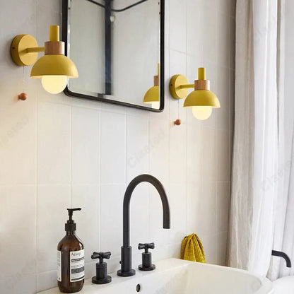 Minimalist Wood Wall Sconce with Pull-Switch Accent Lighting