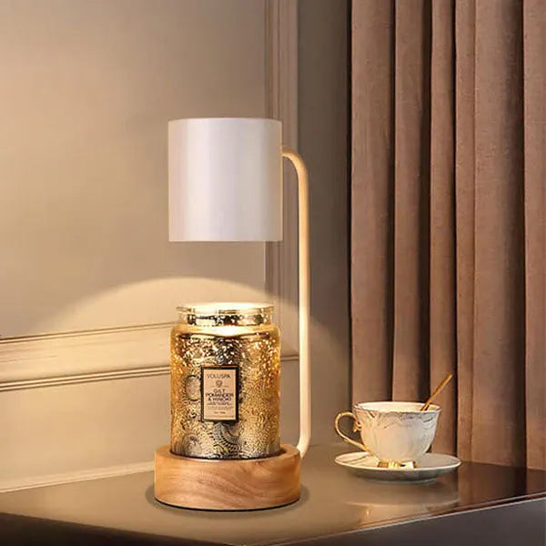 Minimalist Wooden Candle Warmer Lamp with Dimmable Wax Melting Base