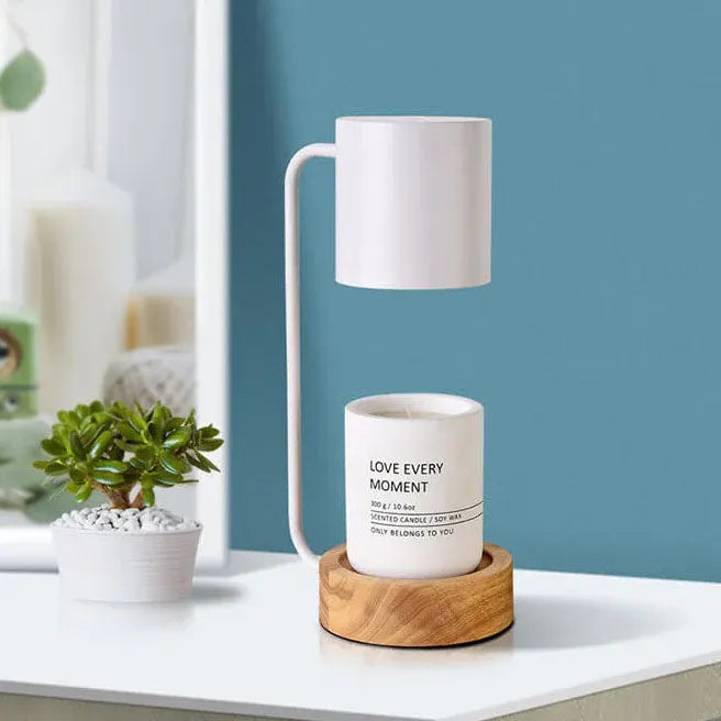 Minimalist Wooden Candle Warmer Lamp with Dimmable Wax Melting Base