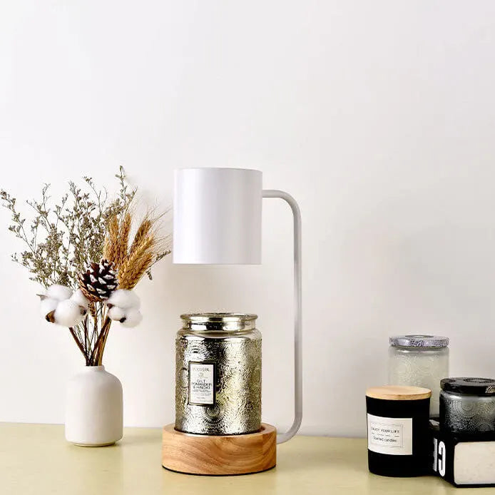 Minimalist Wooden Candle Warmer Lamp with Dimmable Wax Melting Base
