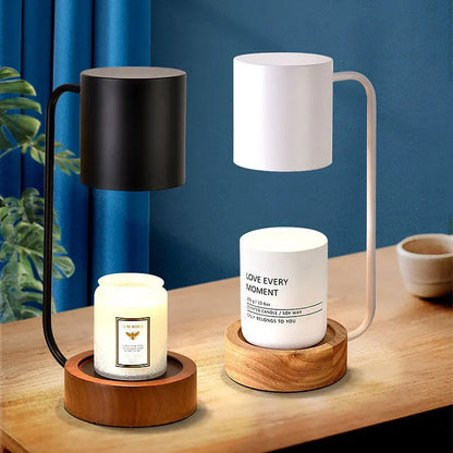 Minimalist Wooden Candle Warmer Lamp with Dimmable Wax Melting Base