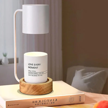 Minimalist Wooden Candle Warmer Lamp with Dimmable Wax Melting Base