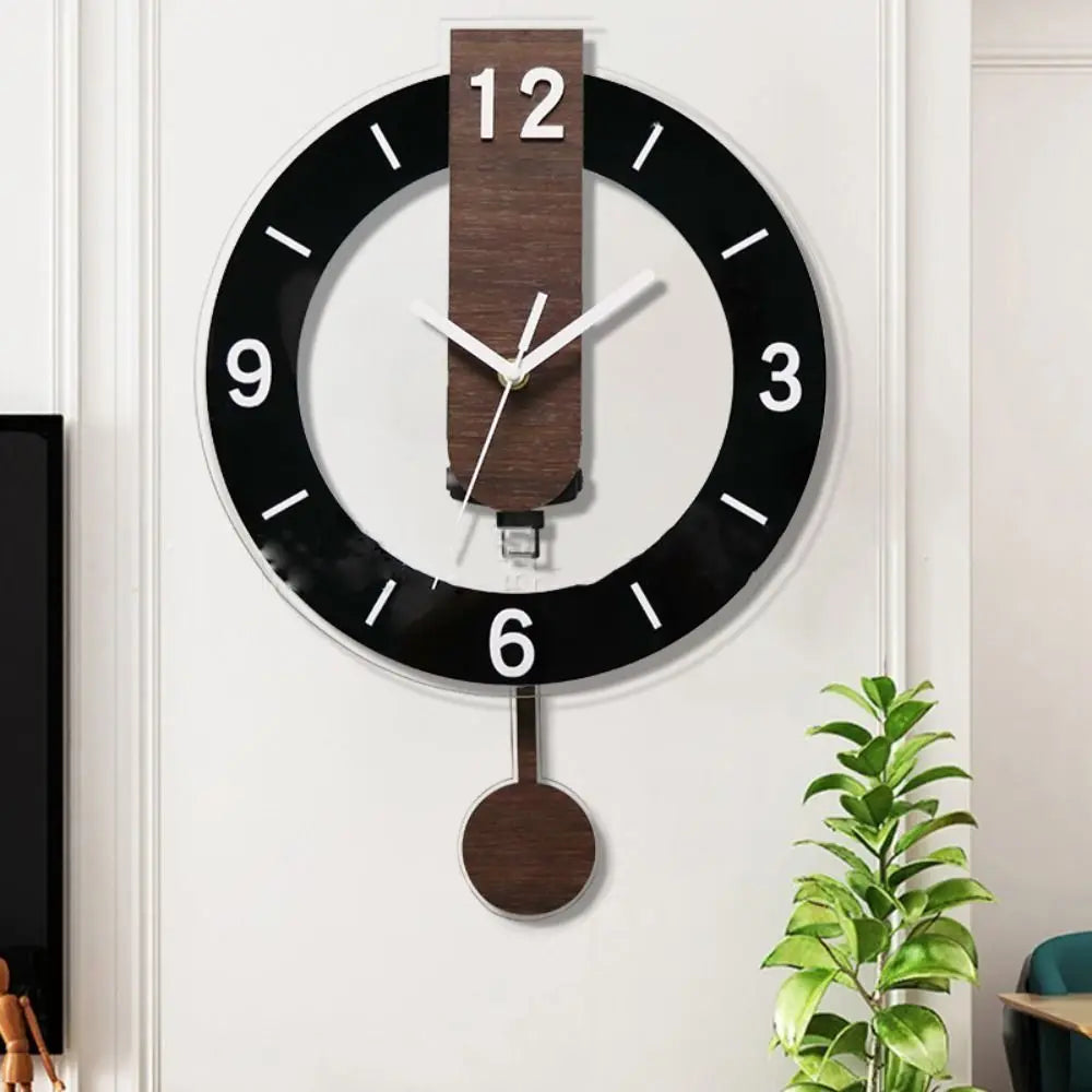 Modern Acrylic & Wood Pendulum Wall Clock with Minimalist Design