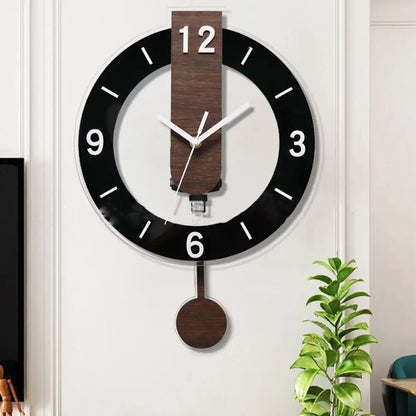 Modern Acrylic & Wood Pendulum Wall Clock with Minimalist Design