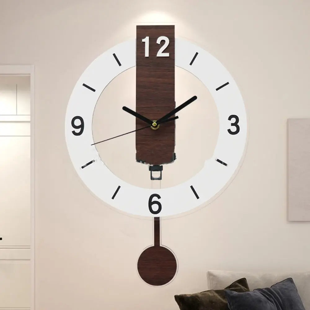 Modern Acrylic & Wood Pendulum Wall Clock with Minimalist Design