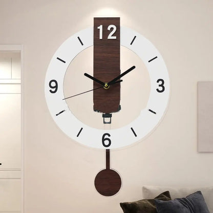 Modern Acrylic & Wood Pendulum Wall Clock with Minimalist Design