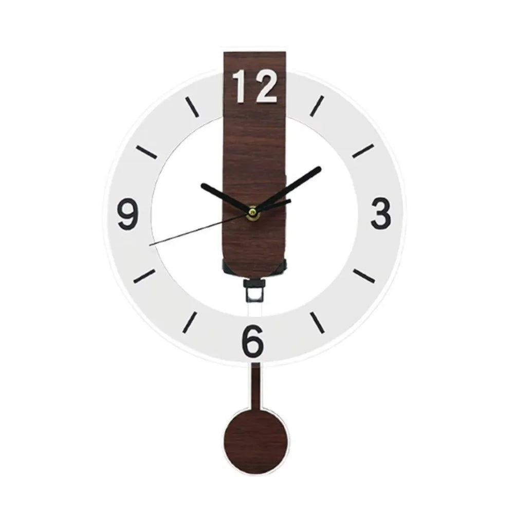 Modern Acrylic & Wood Pendulum Wall Clock with Minimalist Design