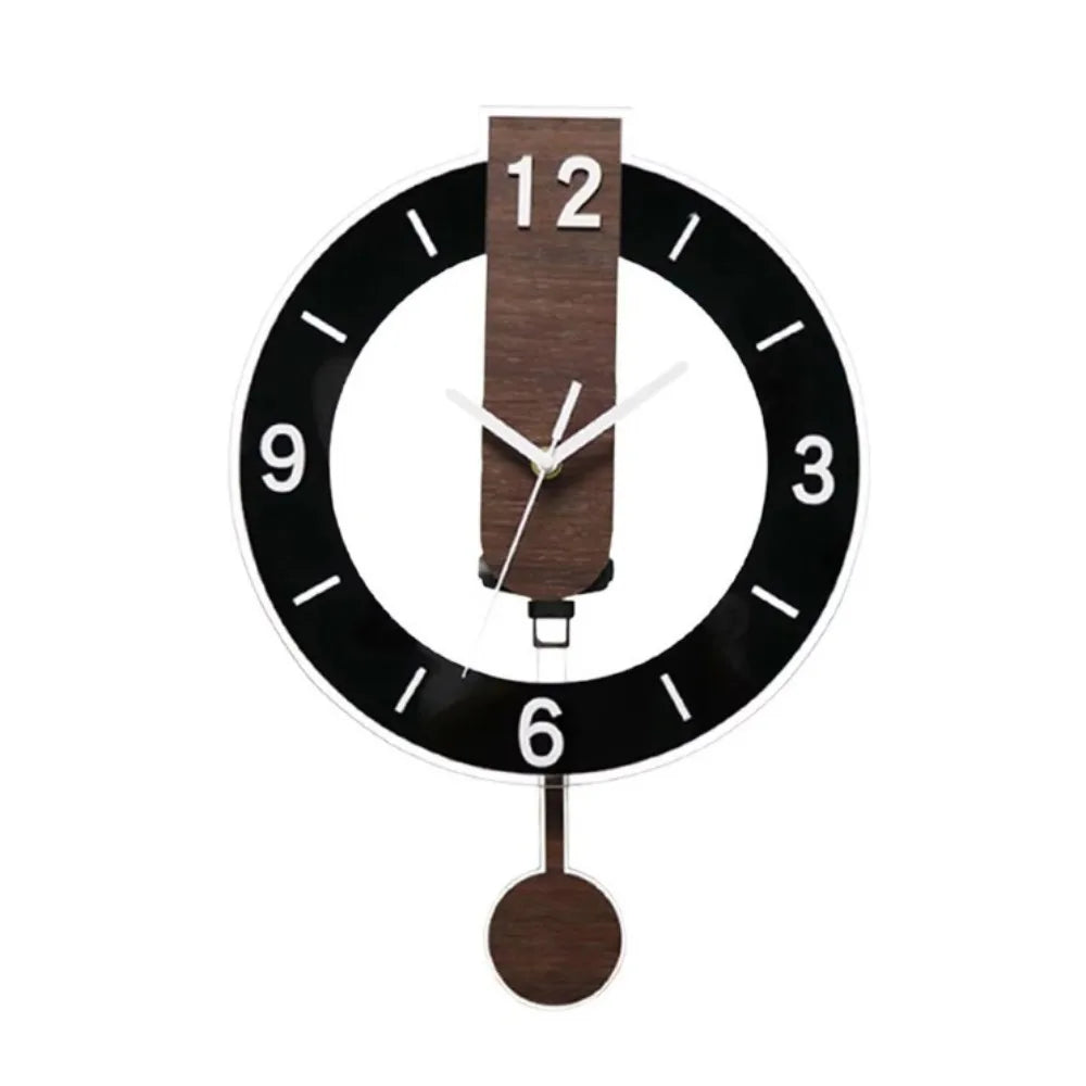 Modern Acrylic & Wood Pendulum Wall Clock with Minimalist Design