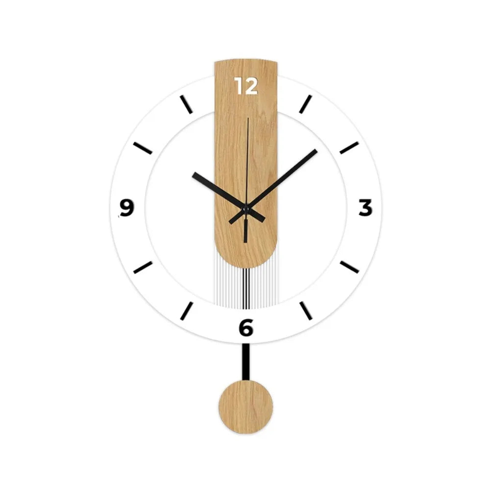 Modern Acrylic & Wood Pendulum Wall Clock with Minimalist Design