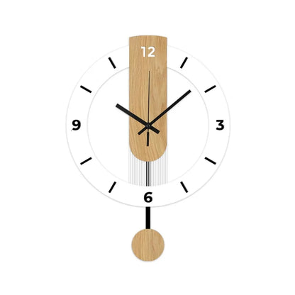 Modern Acrylic & Wood Pendulum Wall Clock with Minimalist Design