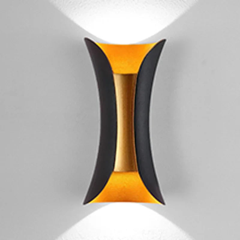Modern Black & Gold Sconce | Waterproof LED Up-Down Wall Lamp