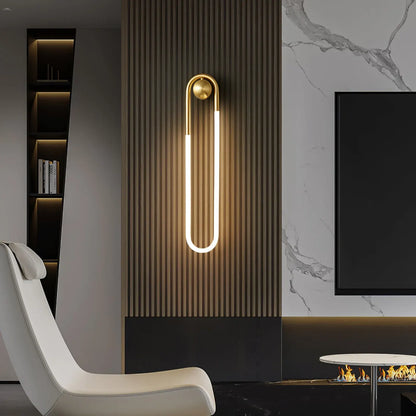 Modern Brass & Black Minimalist LED Wall Sconce Light Fixture