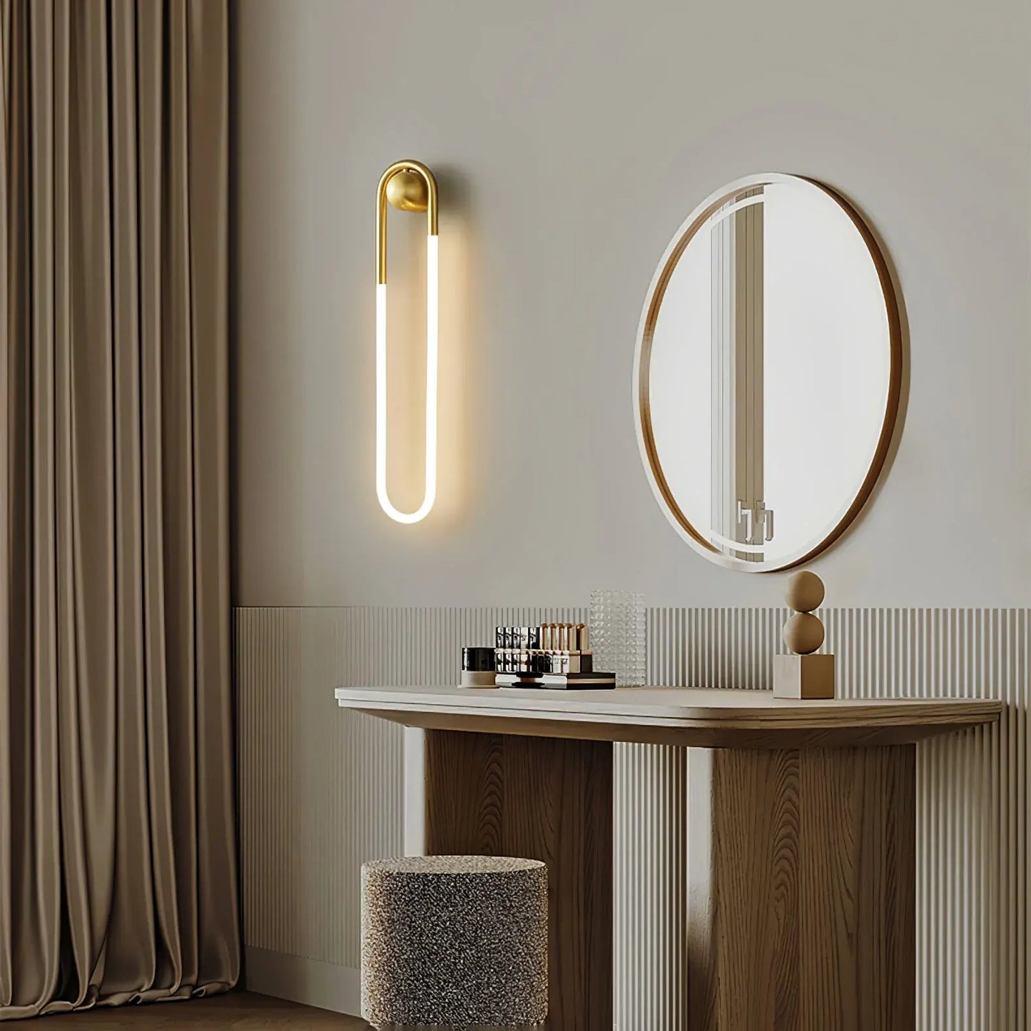 Modern Brass & Black Minimalist LED Wall Sconce Light Fixture