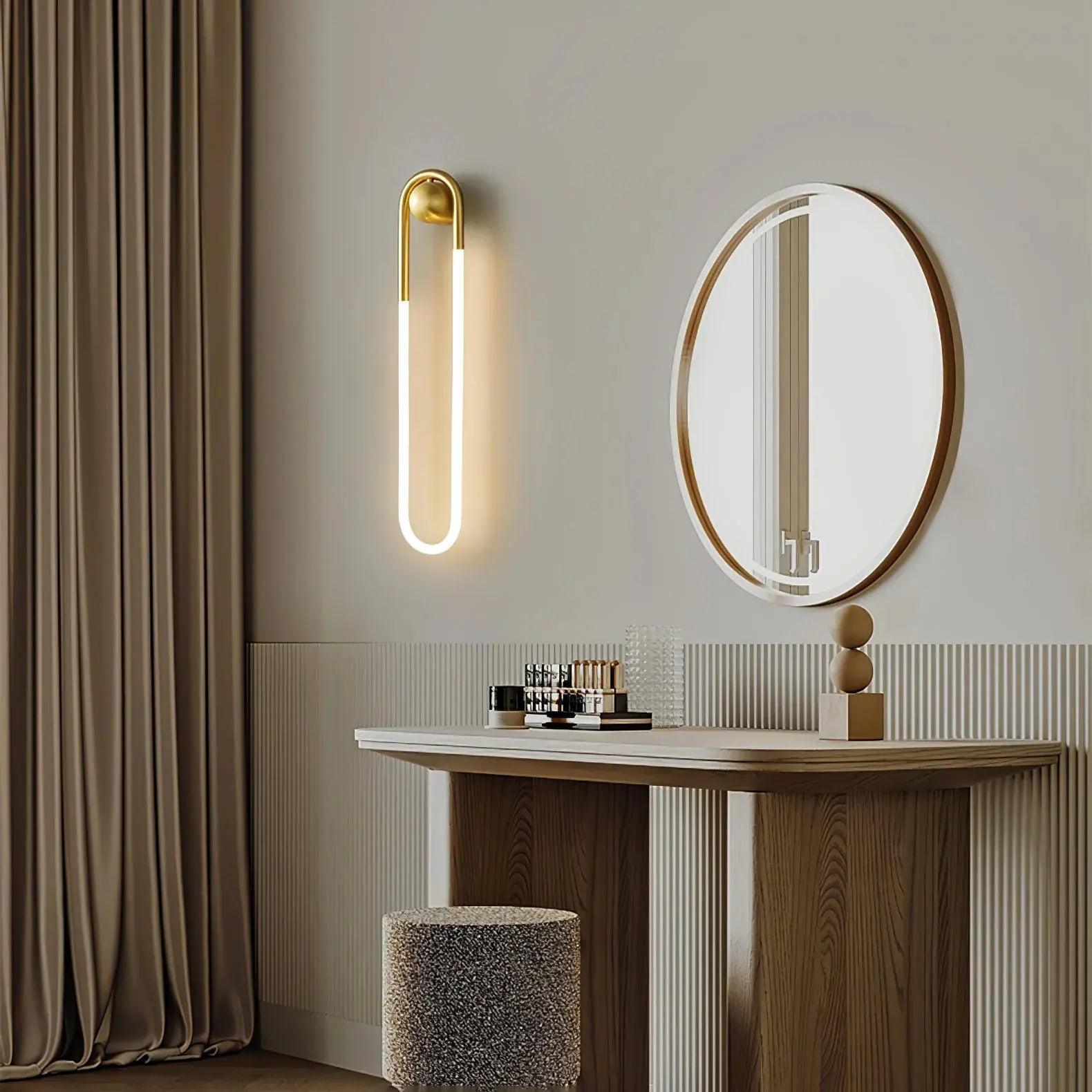 Modern Brass & Black Minimalist LED Wall Sconce Light Fixture