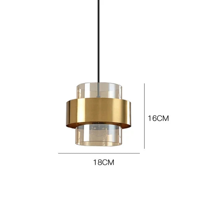 Modern Brass Cylinder Pendant Light with Nordic Glass Design