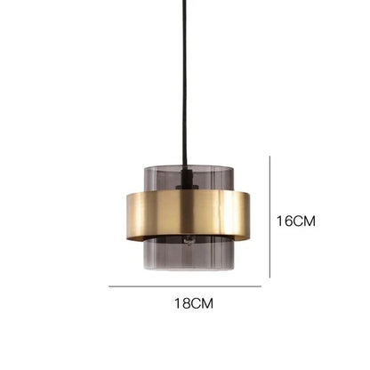 Modern Brass Cylinder Pendant Light with Nordic Glass Design