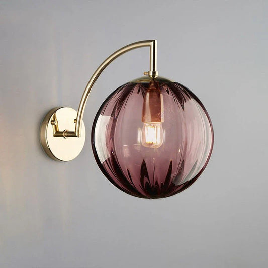 Modern Brass Wall Sconce with Tinted Glass Ball Shade