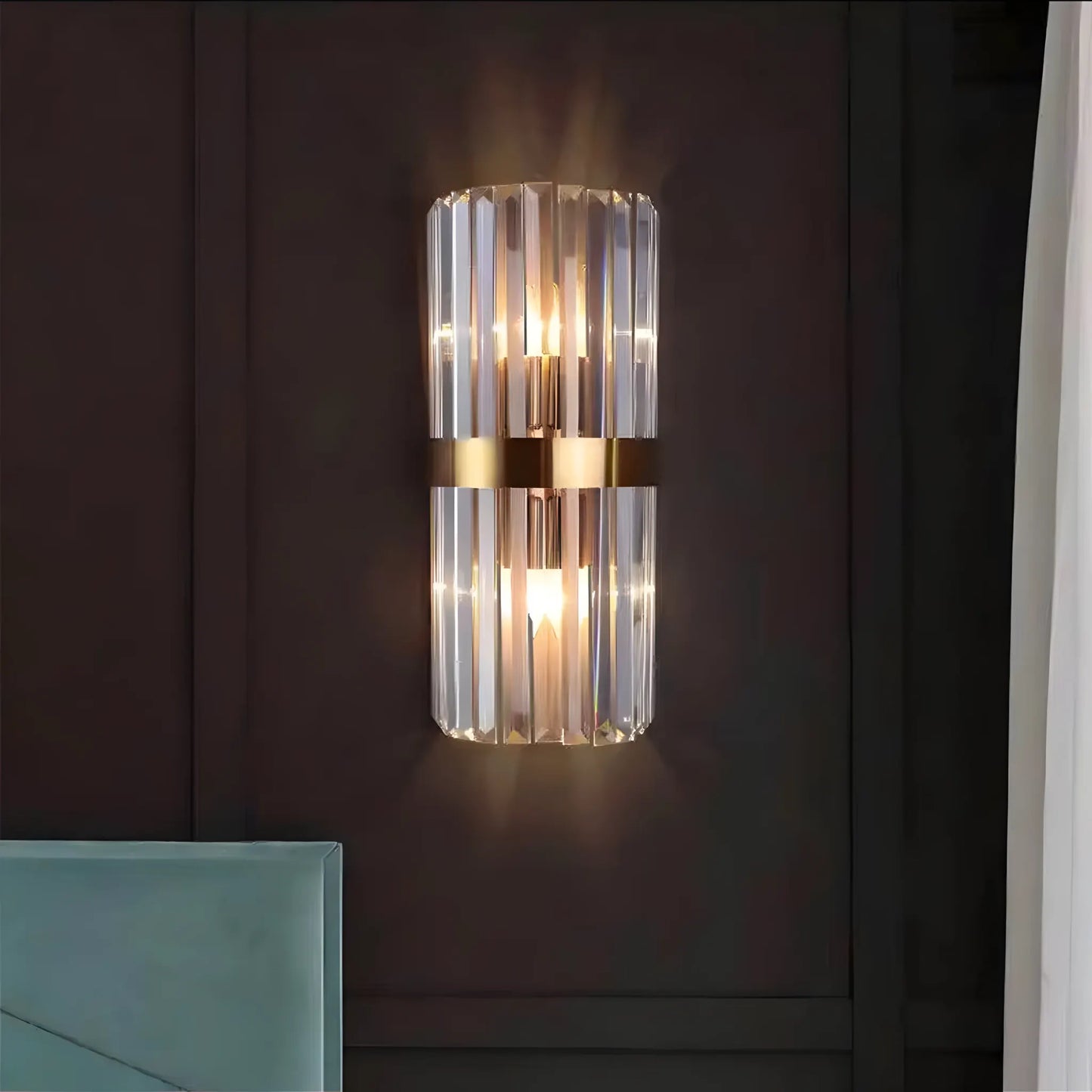 Modern Crystal Wall Sconce with Stainless Steel Frame