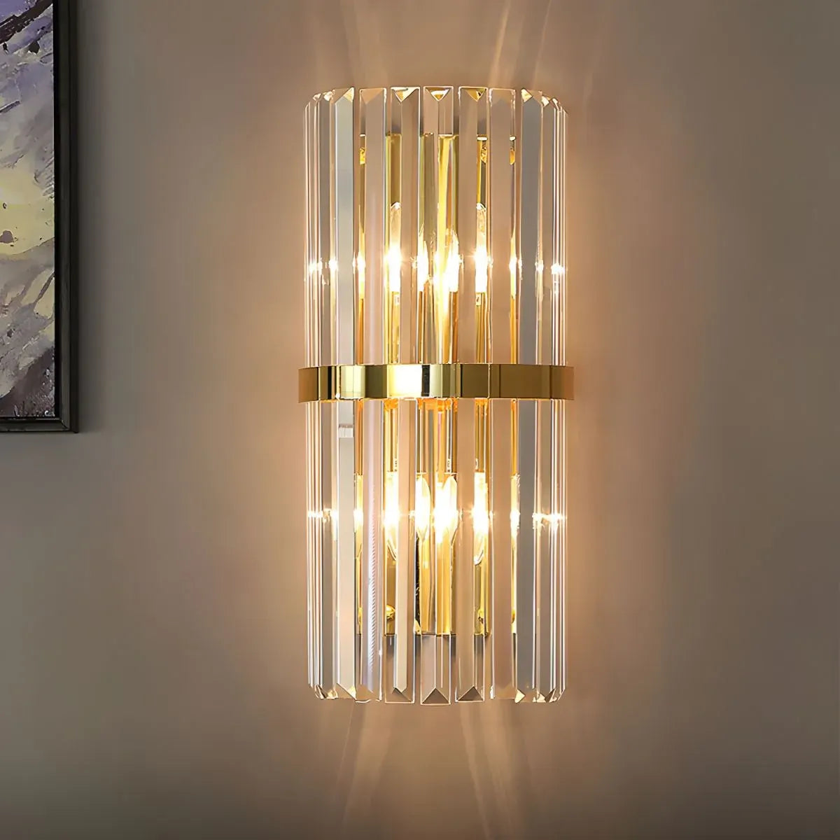 Modern Crystal Wall Sconce with Stainless Steel Frame