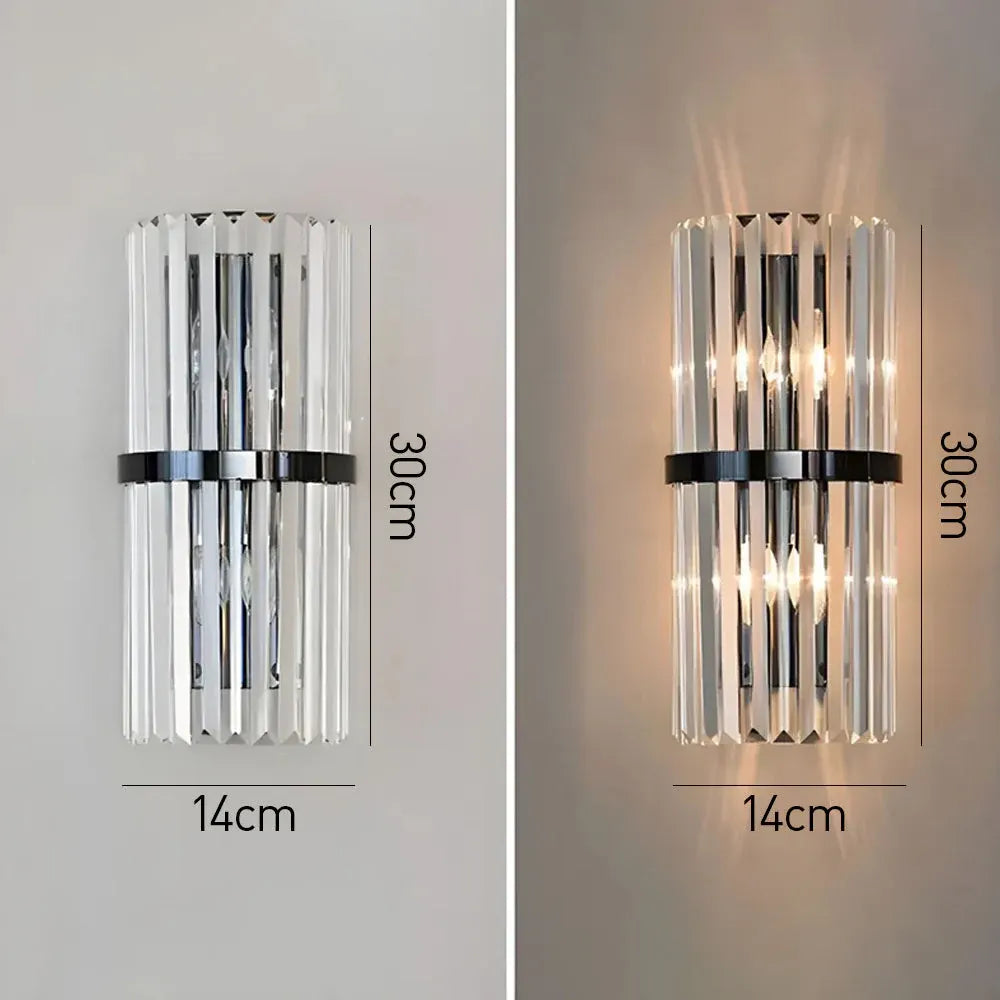 Modern Crystal Wall Sconce with Stainless Steel Frame