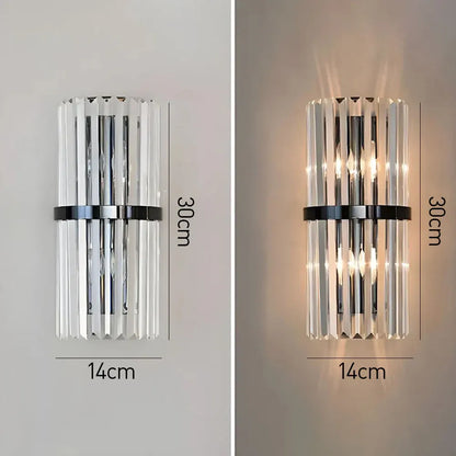 Modern Crystal Wall Sconce with Stainless Steel Frame