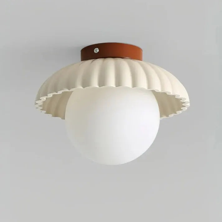 Modern Flush Mount Ceiling Light – Glass & Iron Hallway Fixture
