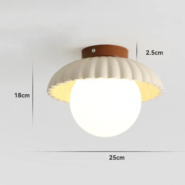 Modern Flush Mount Ceiling Light – Glass & Iron Hallway Fixture