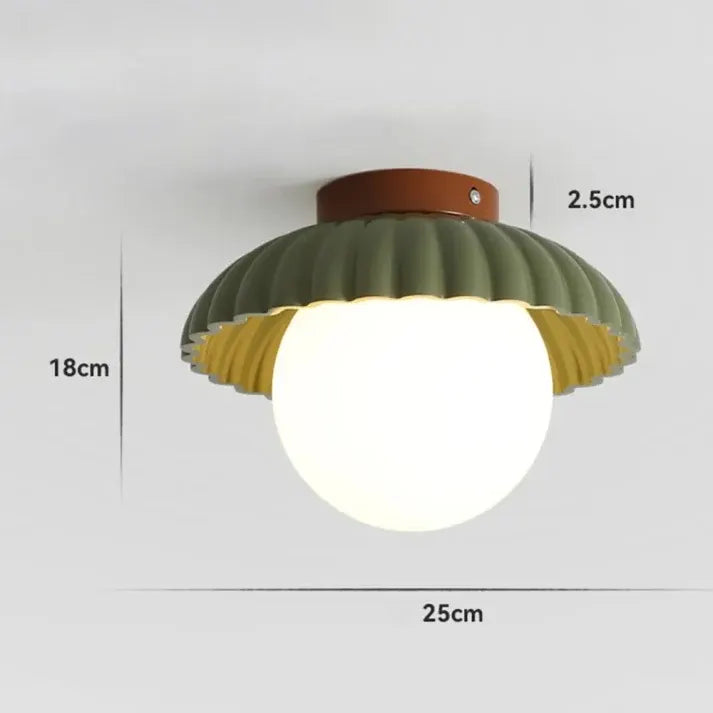 Modern Flush Mount Ceiling Light – Glass & Iron Hallway Fixture