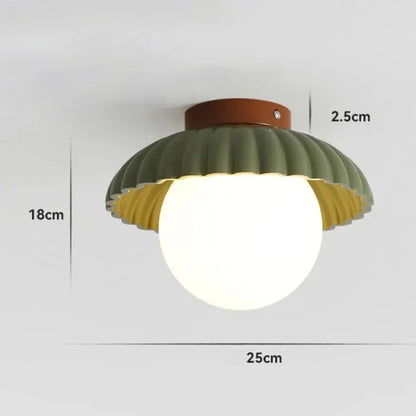 Modern Flush Mount Ceiling Light – Glass & Iron Hallway Fixture