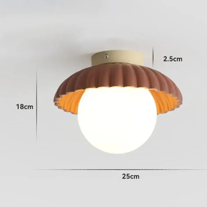 Modern Flush Mount Ceiling Light – Glass & Iron Hallway Fixture
