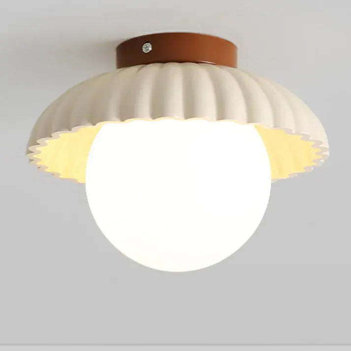 Modern Flush Mount Ceiling Light – Glass & Iron Hallway Fixture