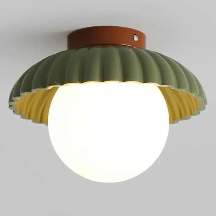 Modern Flush Mount Ceiling Light – Glass & Iron Hallway Fixture