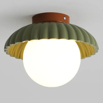 Modern Flush Mount Ceiling Light – Glass & Iron Hallway Fixture