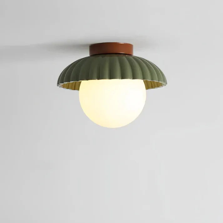 Modern Flush Mount Ceiling Light – Glass & Iron Hallway Fixture