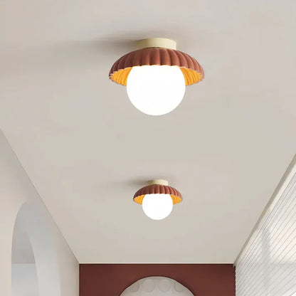 Modern Flush Mount Ceiling Light – Glass & Iron Hallway Fixture