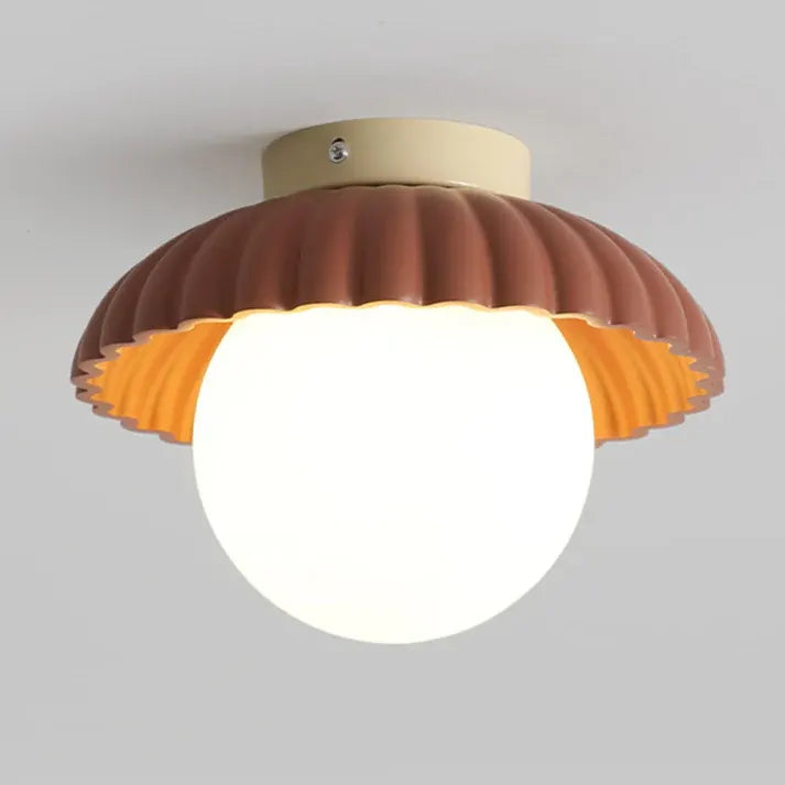 Modern Flush Mount Ceiling Light – Glass & Iron Hallway Fixture