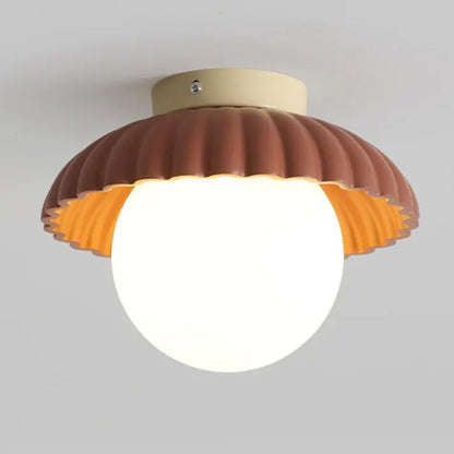 Modern Flush Mount Ceiling Light – Glass & Iron Hallway Fixture