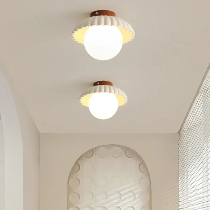 Modern Flush Mount Ceiling Light – Glass & Iron Hallway Fixture