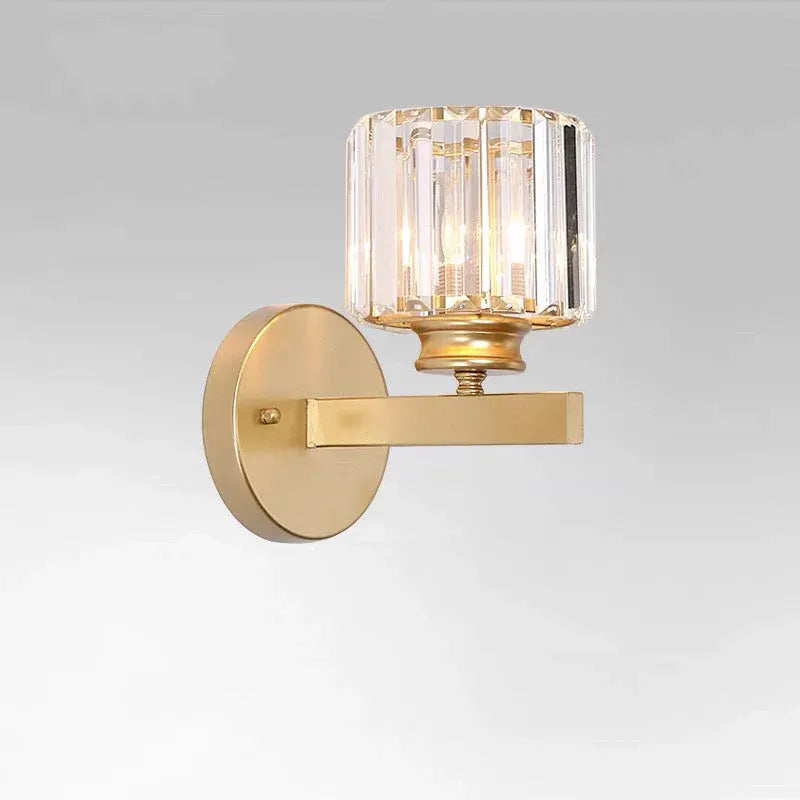 Modern Glass & Iron Crystal Sconce Wall Light Fixture