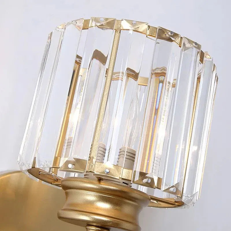 Modern Glass & Iron Crystal Sconce Wall Light Fixture