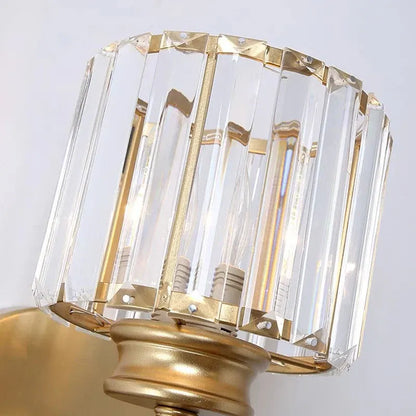 Modern Glass & Iron Crystal Sconce Wall Light Fixture