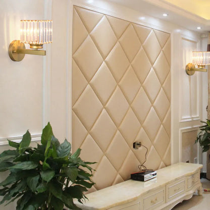 Modern Glass & Iron Crystal Sconce Wall Light Fixture