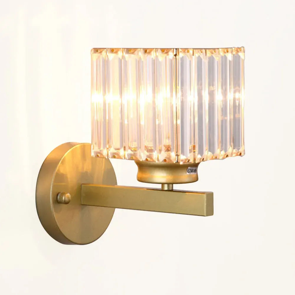 Modern Glass & Iron Crystal Sconce Wall Light Fixture